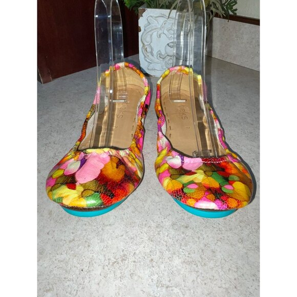 Tieks Womens Size 7 Aquarella Floral Ballet Flats In Metallic Watercolor Print L - Picture 8 of 9